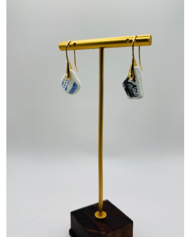PENDIENTES ARTESANOS DEPORCELANA ANTIGUA