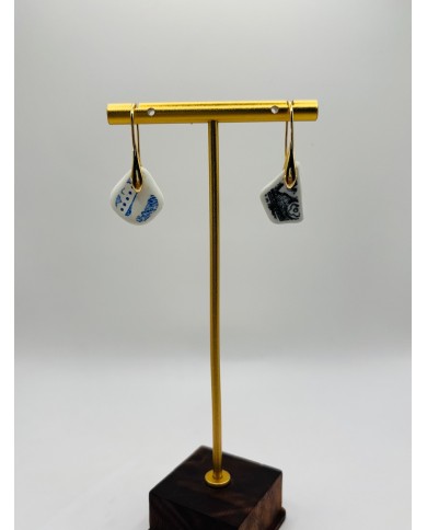 PENDIENTES ARTESANOS DEPORCELANA ANTIGUA