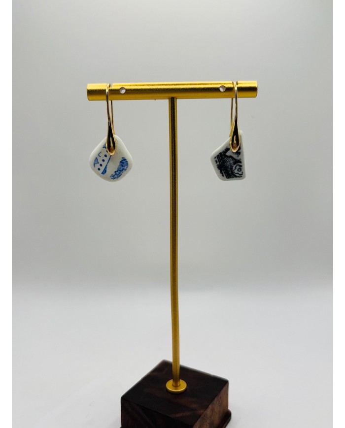 PENDIENTES ARTESANOS DEPORCELANA ANTIGUA