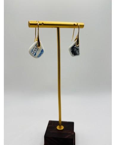 PENDIENTES ARTESANOS DEPORCELANA ANTIGUA