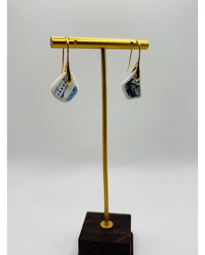 PENDIENTES ARTESANOS DEPORCELANA ANTIGUA