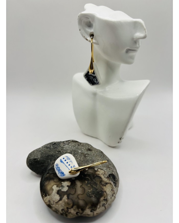 PENDIENTES ARTESANOS DEPORCELANA ANTIGUA