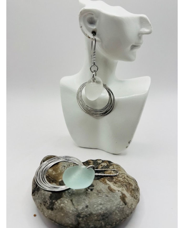 PENDIENTES ARTESANOS DE CRISTAL MARINO