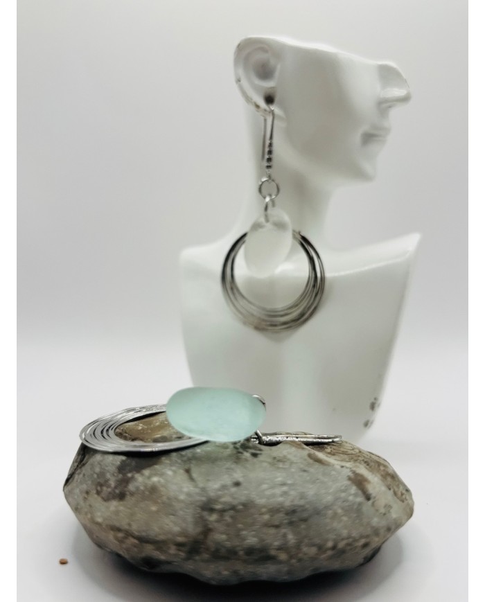 PENDIENTES ARTESANOS DE CRISTAL MARINO