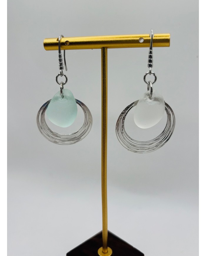 PENDIENTES ARTESANOS DE CRISTAL MARINO
