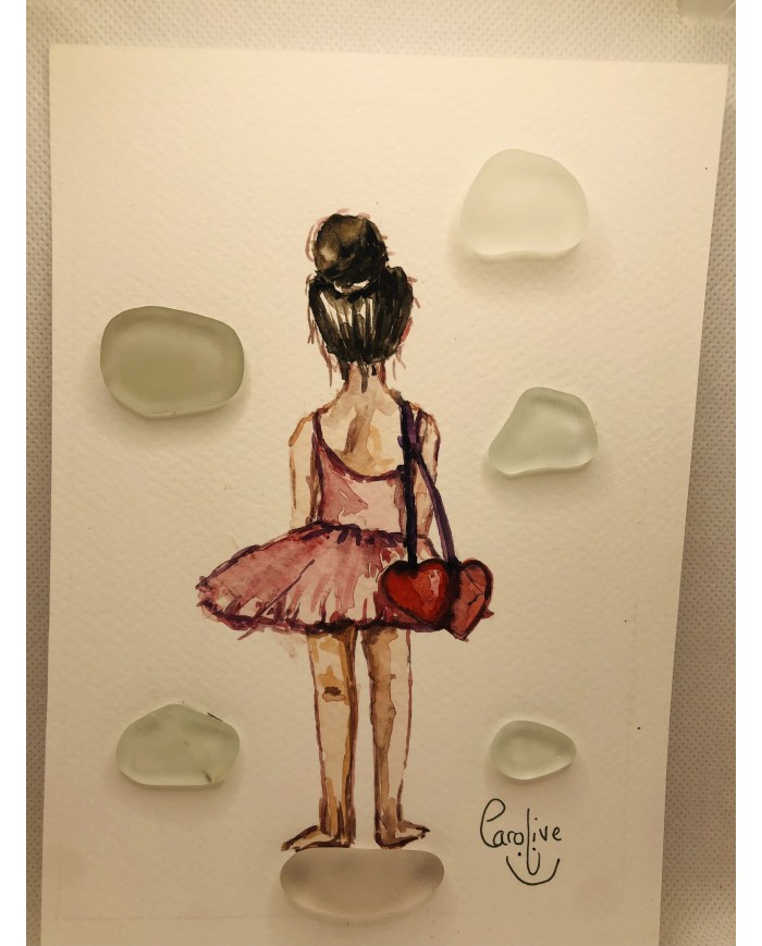 Ilustración pintada con acuarela y cristal marino