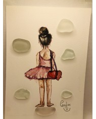 Ilustración pintada con acuarela y cristal marino