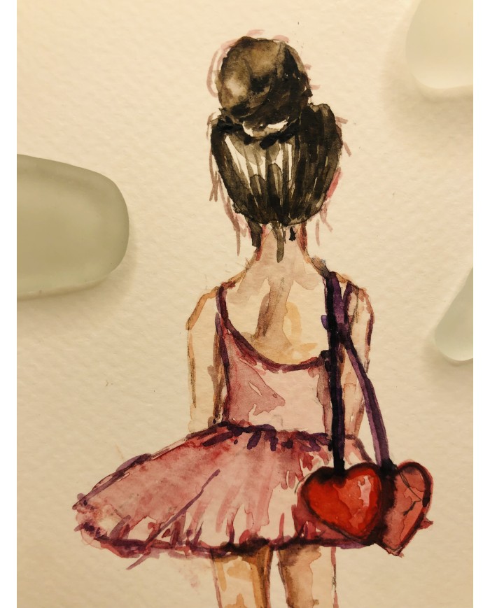 Ilustración pintada con acuarela y cristal marino