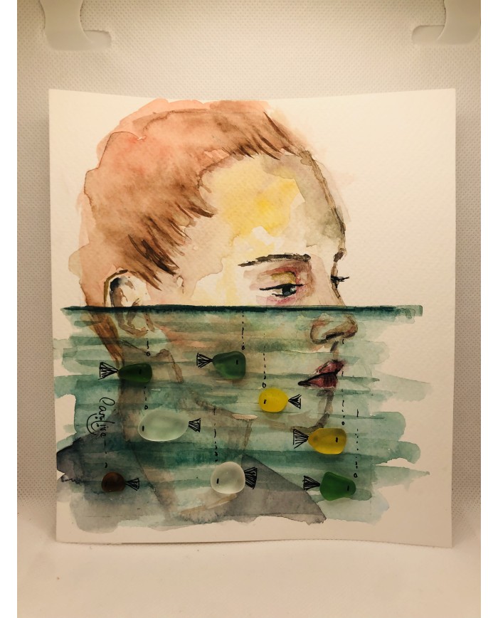 ilustración pintada a mano con cristal marino