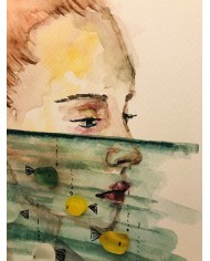 ilustración pintada a mano con cristal marino