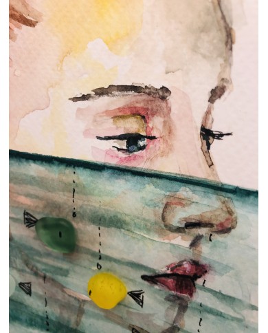 ilustración pintada a mano con cristal marino