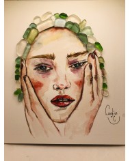 ilustración pintada a mano con cristal marino