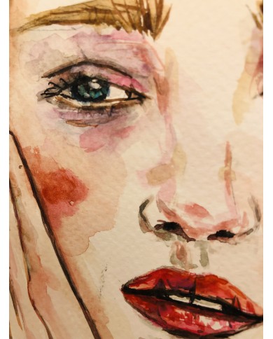 Ilustración pintada a mano con acuarela y cristal marino