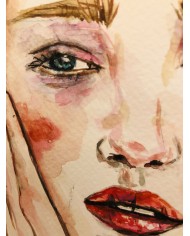 Ilustración pintada a mano con acuarela y cristal marino