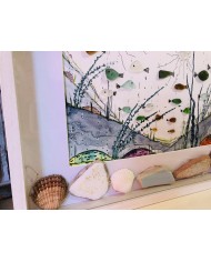 Cuadro del fondo marino pintado con acuarela y cristal marino