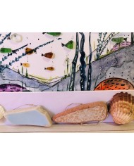 Cuadro del fondo marino pintado con acuarela y cristal marino