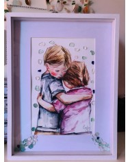 Cuadro pintado con acuarela y cristal marino o Seaglass