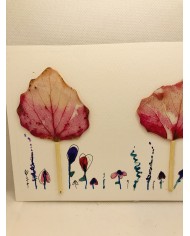 Ilustración pintada a mano con hoja natural esqueletizada