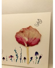 Ilustración pintada a mano con hoja natural esqueletizada