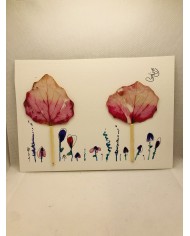 Ilustración pintada a mano con hoja natural esqueletizada