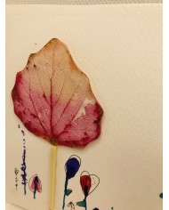 Ilustración pintada a mano con hoja natural esqueletizada