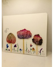 Ilustración pintada a mano con hoja natural esqueletizada