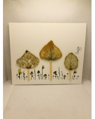 Ilustración pintada a mano con acuarela y hoja natural