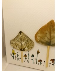 Ilustración pintada a mano con acuarela y hoja natural