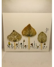 Ilustración pintada a mano con acuarela y hoja natural