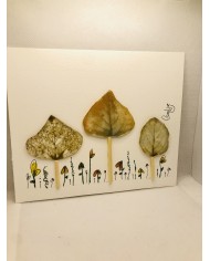 Ilustración pintada a mano con acuarela y hoja natural