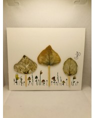 Ilustración pintada a mano con acuarela y hoja natural