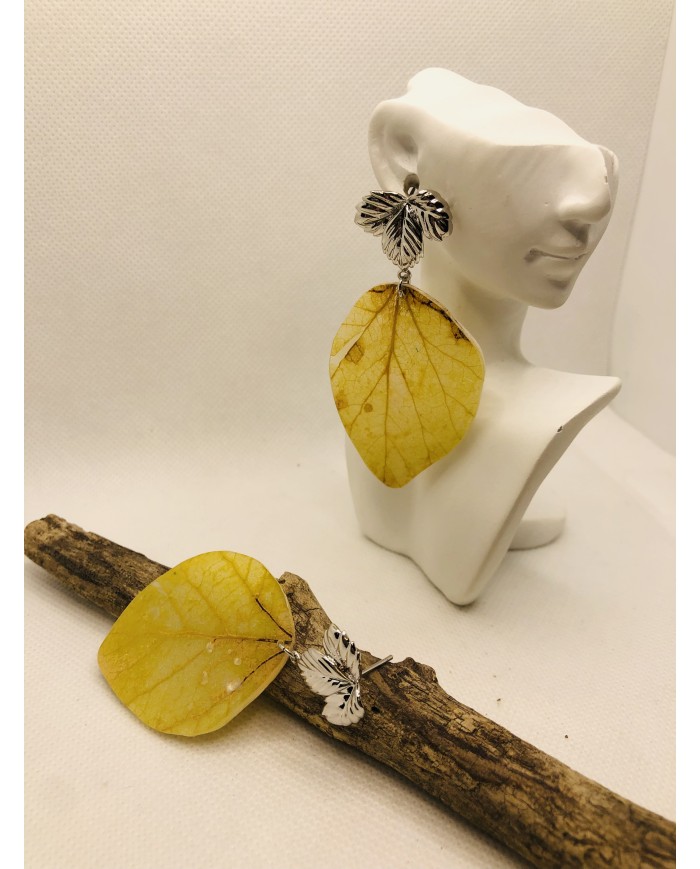 EDICIÓN LIMITADA RODIO pendientes de hoja natural de álamo