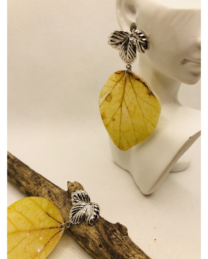 EDICIÓN LIMITADA RODIO pendientes de hoja natural de álamo