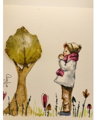 ILUSTRACIÓN acuarela pintada  a mano