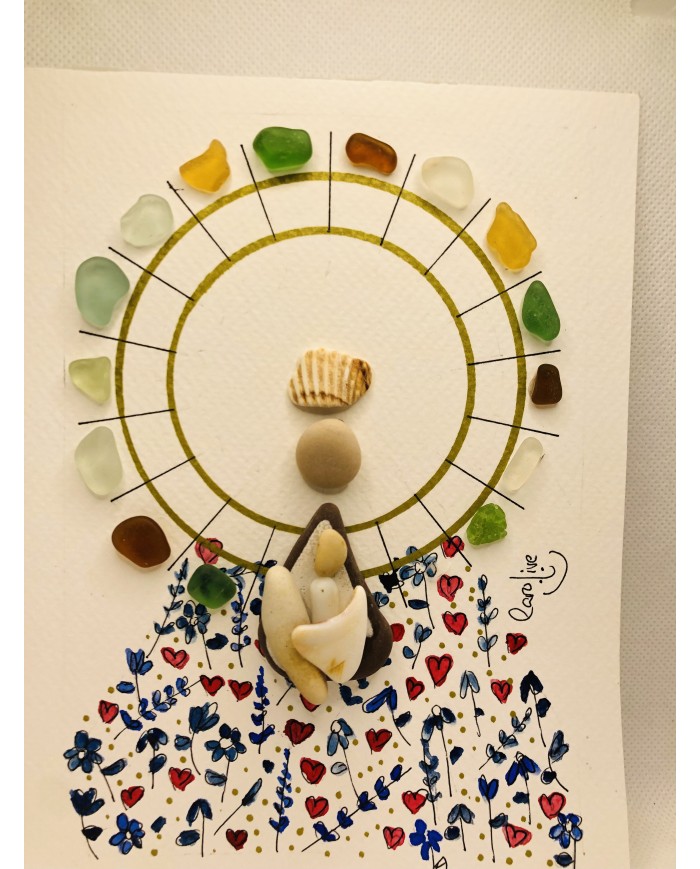 Ilustración de la Virgen del Pilar artesanía a partir de cristal marino