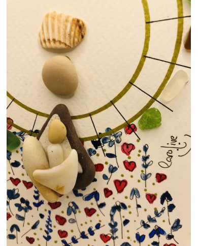 Ilustración de la Virgen del Pilar artesanía a partir de cristal marino