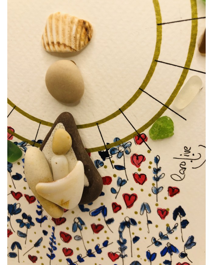 Ilustración de la Virgen del Pilar artesanía a partir de cristal marino