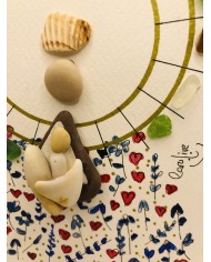 Ilustración de la Virgen del Pilar artesanía a partir de cristal marino