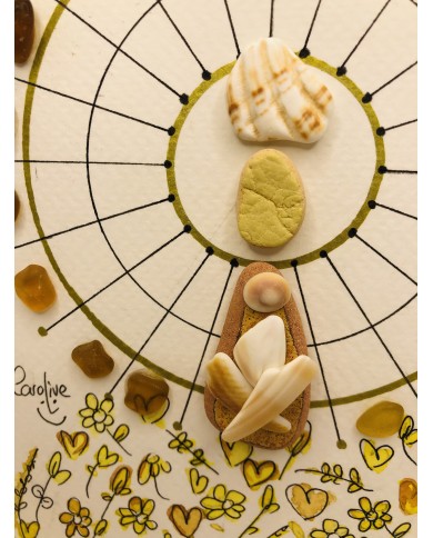 Ilustración de la virgen del Pilar artesanal