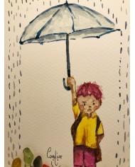 Ilustración pintada a mano con cristal marino