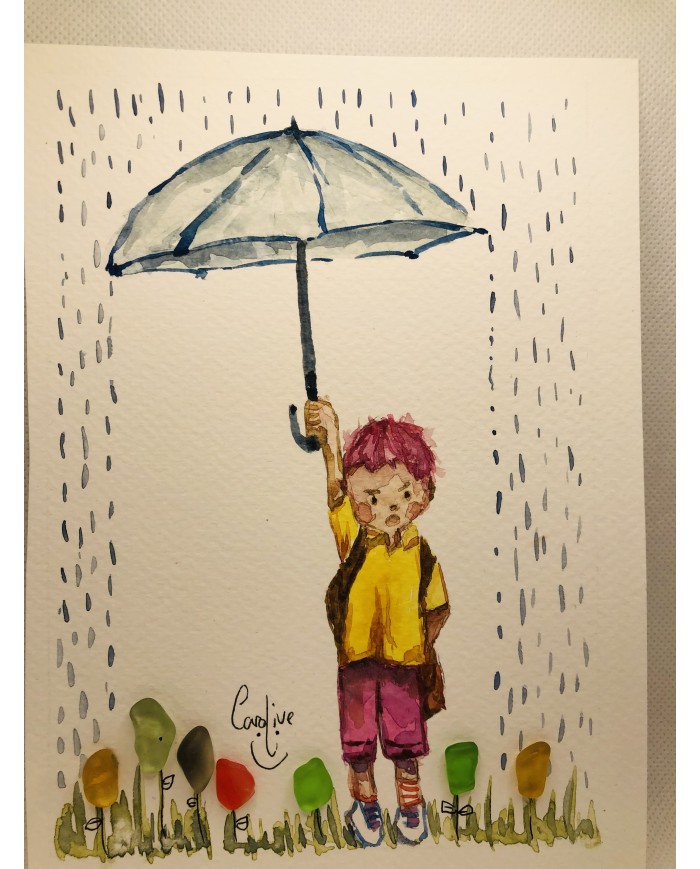 Ilustración pintada a mano con cristal marino