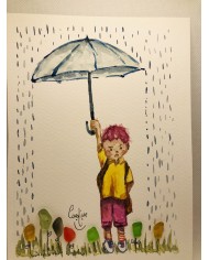 Ilustración pintada a mano con cristal marino