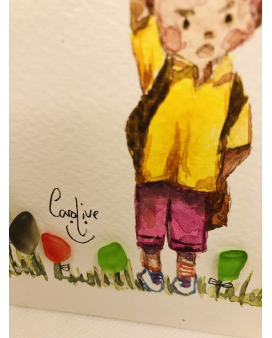 Ilustración pintada a mano con cristal marino