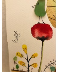 Ilustración pintada a mano con acuarelas y cristal marino