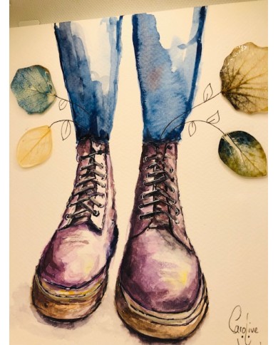 Ilustración con hoja natural esqueletizada