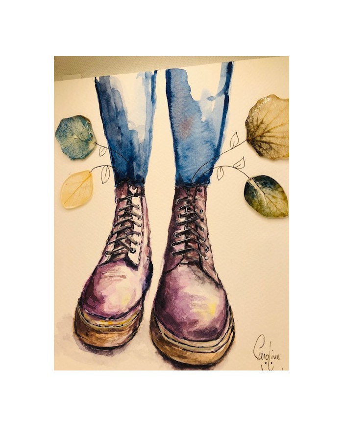 Ilustración con hoja natural esqueletizada