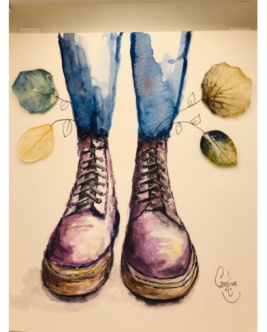 Ilustración con hoja natural esqueletizada