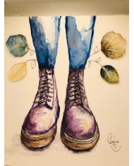 Ilustración con hoja natural esqueletizada