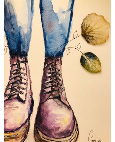 Ilustración con hoja natural esqueletizada