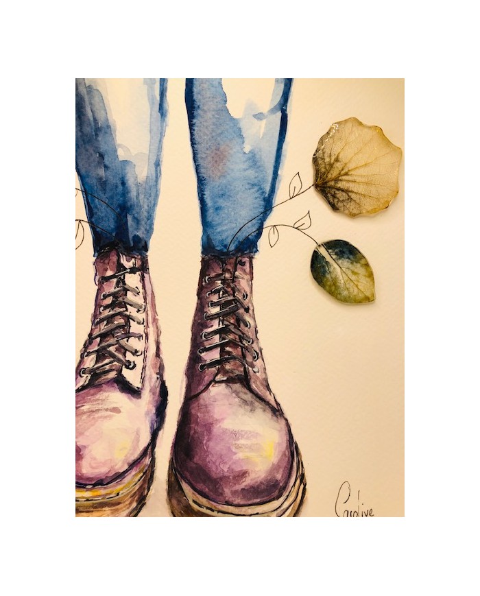 Ilustración con hoja natural esqueletizada